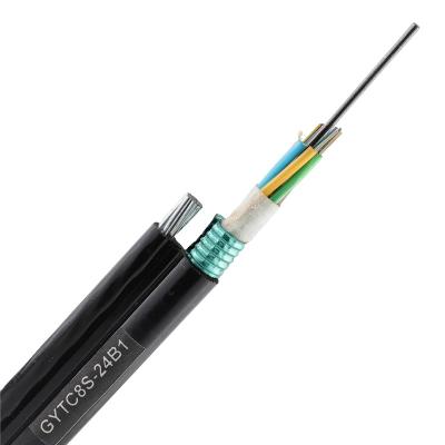 China Manufacture indoor horizontal and vertical cabling price 288 core G652D GYTC8S self-supporting armored fiber optic cable aerial figure 8 fiber optic cable for sale