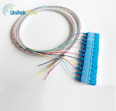 China Colorful FTTX FTTH LC/UPC SC/UPC Fiber Optic Pigtail Spiral 12 Pigtail SM 0.9mm Fiber Optic Pigtail for sale