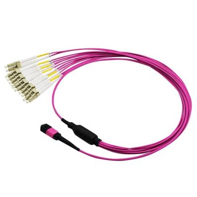 China FTTX MPO-LC Fiber Optic MPO Patch Tie Down 12 Core OM4 Jumper OM4 Fanout MPO Breakout Cables 1m 5m 10m 50m for sale