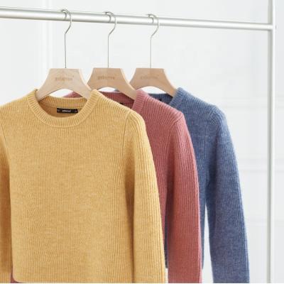 China Small round neck solid color breathable sweater women's simple fashion long sleeve short knit sweater push-up for sale