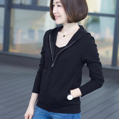 China 2021 New Fengji Spring Coat Anti-Wrinkle Solid Color Zipper Black Long Sleeve Hoodie Hooded Slim Cardigan Loose Coat for sale