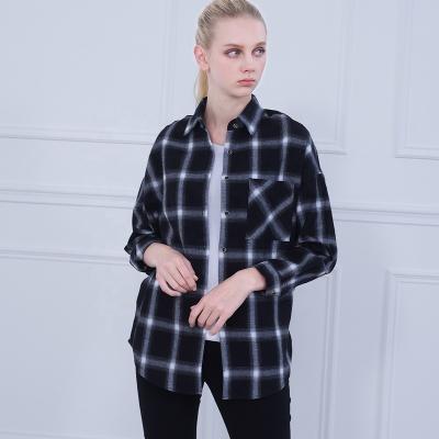 China Anti-pilling New Design Ladies Clothes Plaid Shirts Blouse Women's Fashion Long Sleeve Cotton Shirt for sale