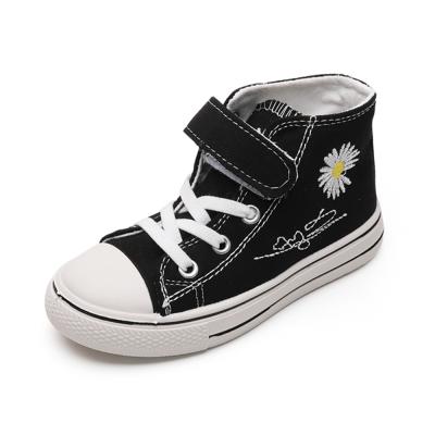 China Wholesale Kids Canvas Daisy Embroidery High Low Anti-odor Children's Shoe Tennis Upper Canvas for sale