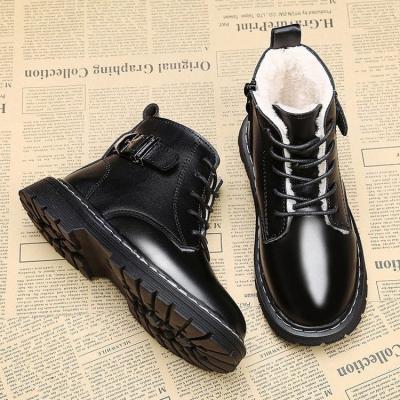 China New Original Short Boots Cotton Black Children's Boots Anti-slippery Plus Warm Velvet Children's Boots Wholesale for sale