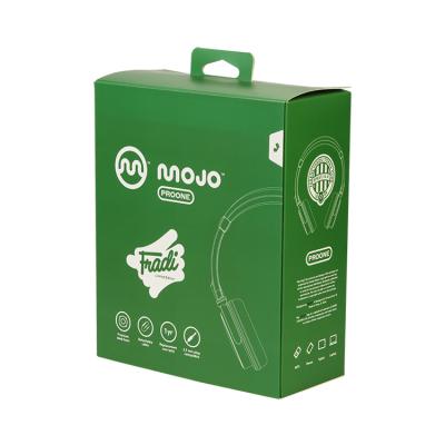 China 2021 Recyclable Hot Custom Magnetic Cardboard Paper Box Logo Window Paper Box Green Box For Headphone for sale