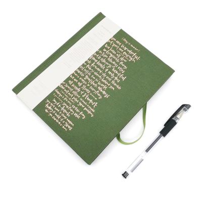 China Luxury Initial Soft Cover Notebook Low Price Paper Planner Green Bronzing Blank Notebooks for sale