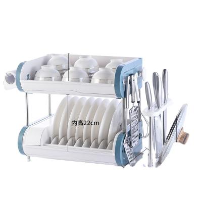 China 2 Layers Viable Dish Racks With Knife Shelf Best Sales Dish Drainer Rack High Quality Dish Drying Rack for sale