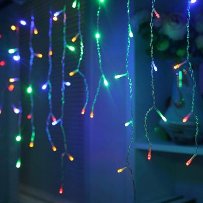 China Decorative Icicle China Supplier Rope String Christmas Wave Twinkle 120 LED Icicle Curtain Lights For Outdoor Mall Decoration for sale