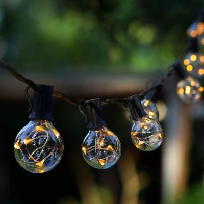 China Outdoor Copper Globe Copper Patio G40 Bulb G40 Decoration 25LED Solar String Lights for Garden Yard Christmas Wedding for sale