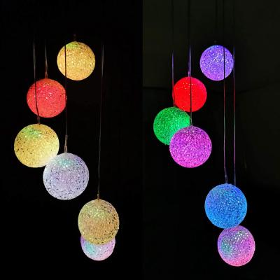 China Portable Garden Solar Power Wind Chime Ball Wind Spinner Waterproof Outdoor Decorative Romantic Light for sale