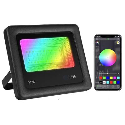 China Smart Warehouse APP Plug In Waterproof Led Flood Light Multi Function RGB Flood Light IP65 20W for sale