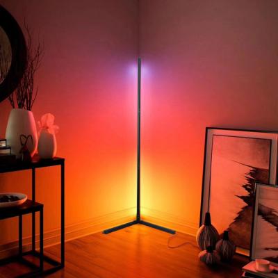 China Remote Control Modern Corner Floor Lamp Dimming+Color adjustment+Timming Corner Floor Lamp RGB LED Corner Floor Lamp Indoor Tripod Corner Position Floor Lamp for sale