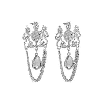 China Retro punk court Feng Shui drop French cold Diamond Earrings personality guardian god earrings for sale