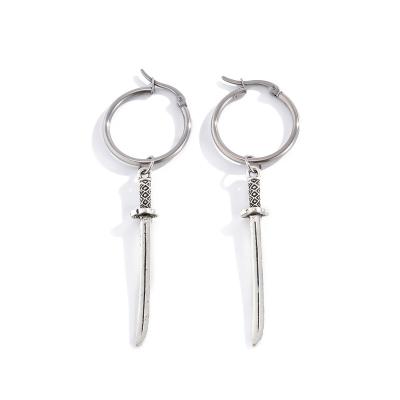 China Cool wind circle punk simple exaggerated geometric earrings long personality sword cross earrings for sale