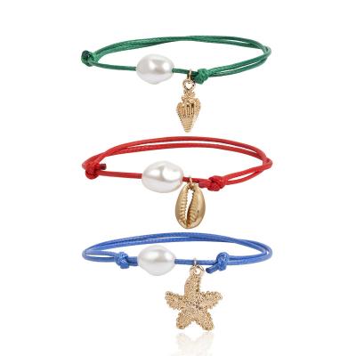 China BOHEMIA Star Hand Ornament Summer Color Shell Conch Bead Adjustable Bracelet for sale