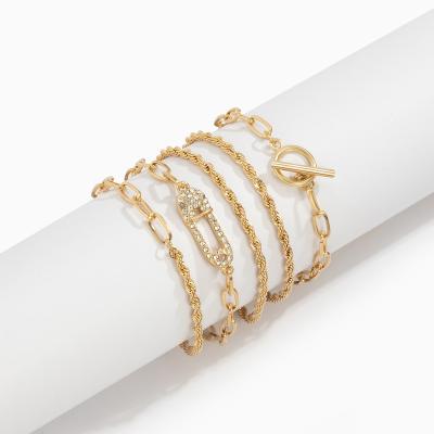 China FASHIONABLE Element Geometric Multi Twist Personality Chain Bracelet, Antique And Short Diamond OT Clasp Jewelry for sale