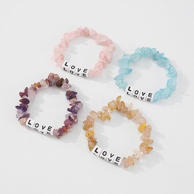 China Fashion Style Hand Ornament Letter Resin Romantic Creative Macadam Stone Bracelet Irregular Women New for sale