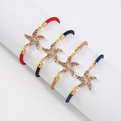 China /Sports copper plated geometric bracelet rope zircon rope woven casual simple temperament starfish drawstring bracelet for sale