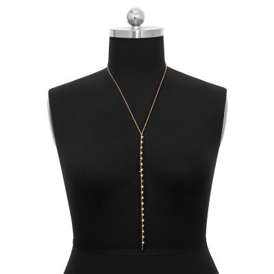 China FASHIONABLE Sexy Star Tassel Necklace Body Chain Metal Embedded Simple Thin Chain Necklace for sale