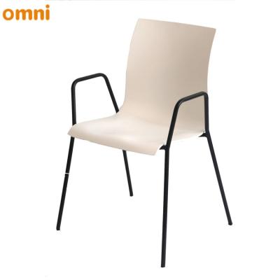 China Eco - Friendly Modern Plastic Training Chair PP Office Chair With Metal Legs And Arms for sale