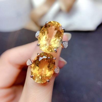 China New Arrival CLASSIC Luxury Yellow Color Big Oval Crystal Engagement Rings For Women Birthday Gift Jewelry Wholesale for sale