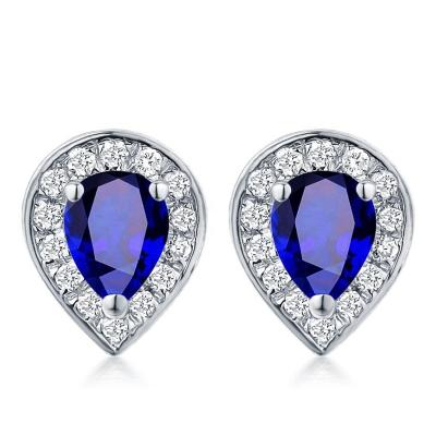 China CLASSIC Luxury Earrings For Women With Water Drop Shape Ruby Gemstones Zircon Wedding Party Gifts for sale