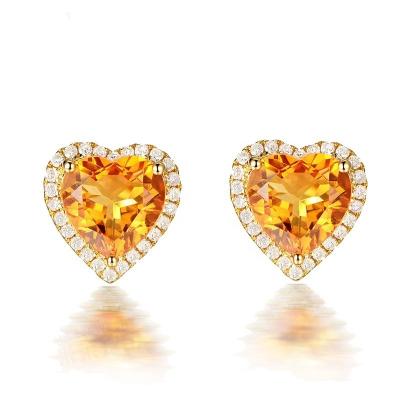 China CLASSIC Luxury Elegant Yellow Crystal Stud Earrings For Women Luxury Cubic Zirconia Gold Color Jewelry Gift for sale