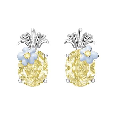 China CLASSIC Creative Cute Luxury Yellow High Carbon Zircon Earrings Pineapple Design Fashion Female Ear Accessories for sale