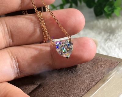 China Rose Gold Color CZ Fashion Heart Shape Romantic Pendant Necklace Thin Necklace For Women for sale