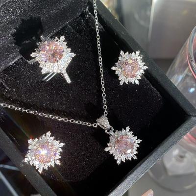 China New Fashion Brand CLASSIC Jewelry Sets Necklace Earrings Ring Set Wedding Bridal Jewelry Gift for sale