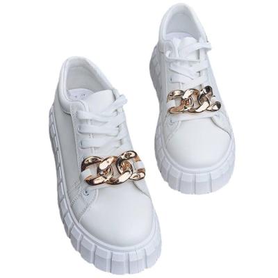 China 2021 Fashion Trend Wholesale Metal Platform Style Shoes Women Loafers Sneakers Walking Flat Shoes for sale