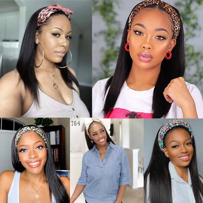 China Wholesale 100% Wave Silky Straight Virgin Brazilian Hair Headband Wigs,Cheap Wholesale Natural Hair Wigs For Black Women,None Lace Up Wigs for sale