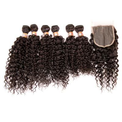 China Deep Wave Bundle Hair With Closure Bundle Synthetic Hair Blend Hair Bundles With Closure for sale