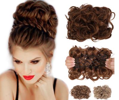 China Wholesale Wig 002351 Donut Wedding Bun Hair Extension Scrunchie Wig Bun Synthetic Messy Curly Hair Bun Wholesale for sale