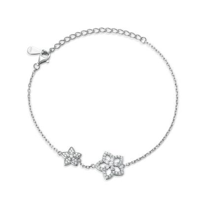 China Romantic Ladies Pentagram Star S925 Sterling Silver Bracelet Wholesale Hot Sale Girls Sterling Silver Hand Jewelry High Sense for sale