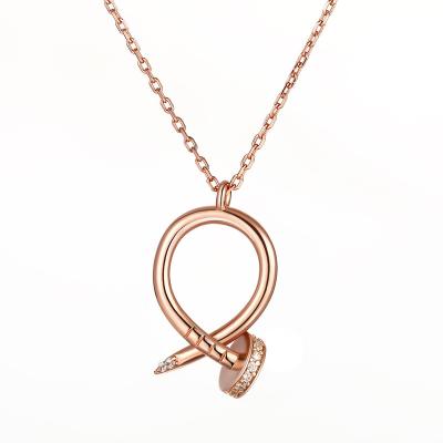 China Romantic Cross-border explosive rose gold sterling silver pendant clavicle chain Europe and the United States fashion brand card home S92 for sale