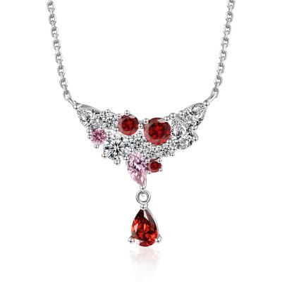 China Romantic Fashion color treasure pendant clavicle chain design sense S925 sterling silver color zircon necklace female light luxury high-e for sale