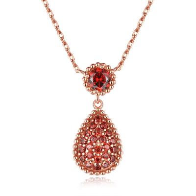 China Romantic New rose gold sterling silver pendant fashion big brand with the same style S925 silver garnet red zircon necklace female all-ma for sale