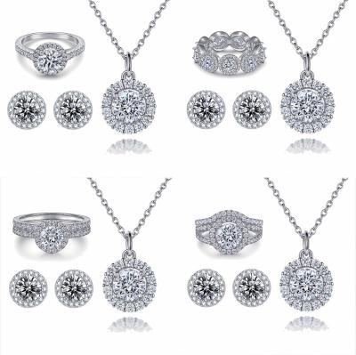 China Romantic Jewelry three-piece suit silver necklace female all-match s925 sterling silver heart-shaped zircon ring earrings high quality for sale