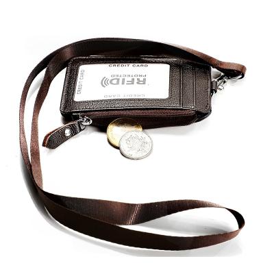 China 2021 Hot Item RFID Leather Card Holder With Lanyard Good Price for sale