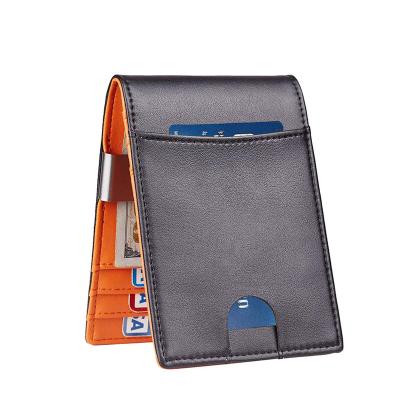 China Leather Credit Card Holder with Money Clip Large Capacity for Credit ID Card Maker for sale