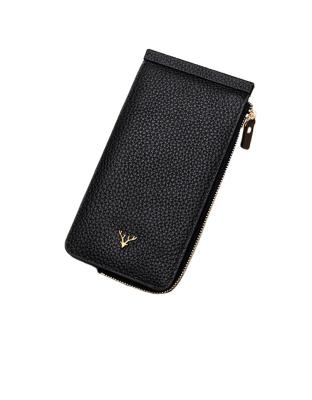 China Slim Genuine Leather Hold Money Wallet With Zipper Wallet For Women for sale