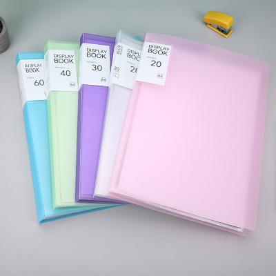 China Reusable 30 Pockets A4 Book Display Book A4 Clear Compendium Candy-color Information Brochure 30 Page Document Bag Plastic Folder for sale