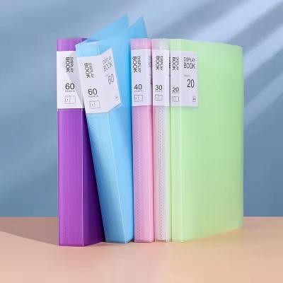 China Clear Recyclable Plastic Folder PP Pocket Plastic A4 Display Book 20 Pages Plastic PP Folder Candy-color Information Brochure for sale