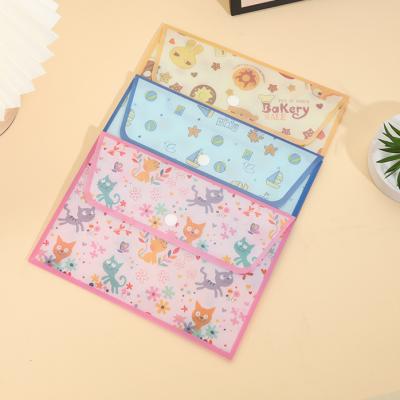 China Daily Used PP Document Bag A5 Cartoon Pattern Snaps Pocket Plastic Bill Folder MINI Document Bag 6pcs/bag Office Supplies for sale