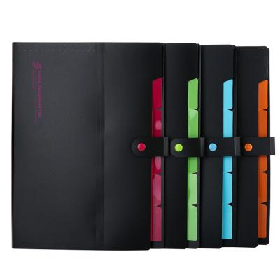 China Accordion Flash Folder Bag 5 Pocket Organ Storge Information Folder Document A4 Closure Expanding Folder With Flash Office Supplies for sale