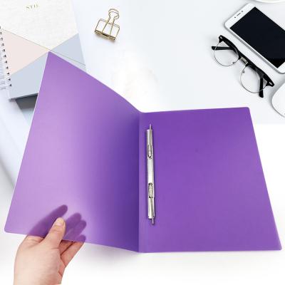 China High Quality Customized Recyclable Plastic Multi Color A4 PP Metal Clip Transparent Colored PP Plastic File Folder Cover With Long Steel Clip for sale