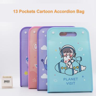 China Wholesale Cartoon 13 Compartment Organ Accordion Folder Bag Student Artifact Storage Paper Exam Bag Folder Portable Storage for sale