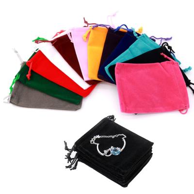 China Small Drawstring Pouches Bag Logo Velvet Pouches Recyclable Custom Colorful Black Velvet Bags Custom Gift Jewelry Jewelry for sale