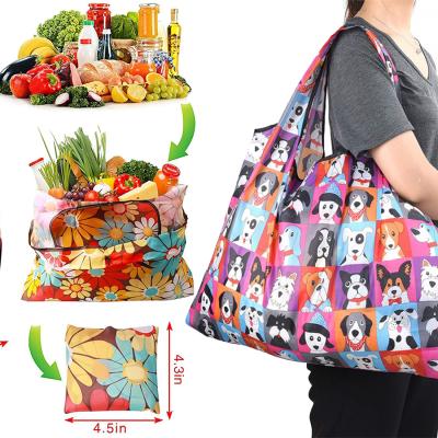 China Ripstop Eco-Friendly Eco-Friendly Recycled Shopping Waterproof Reusable Foldable Shopping Bag Grocery Bags Ripstop Nylon Pouch Tote Bag for sale